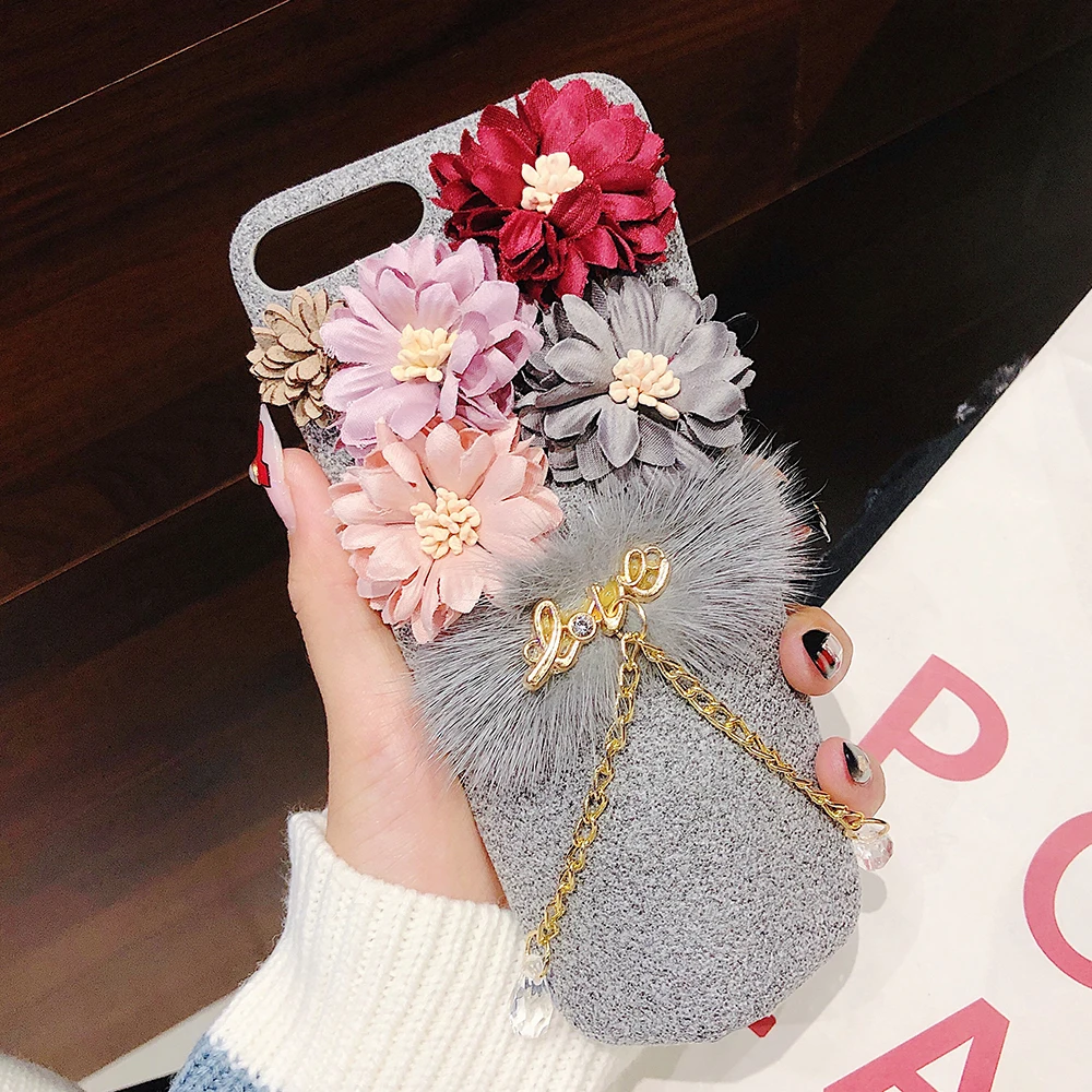 3D чехол для телефона с цветочным рисунком iPhone X XS Max 8 7 Plus роскошный мягкий девочек