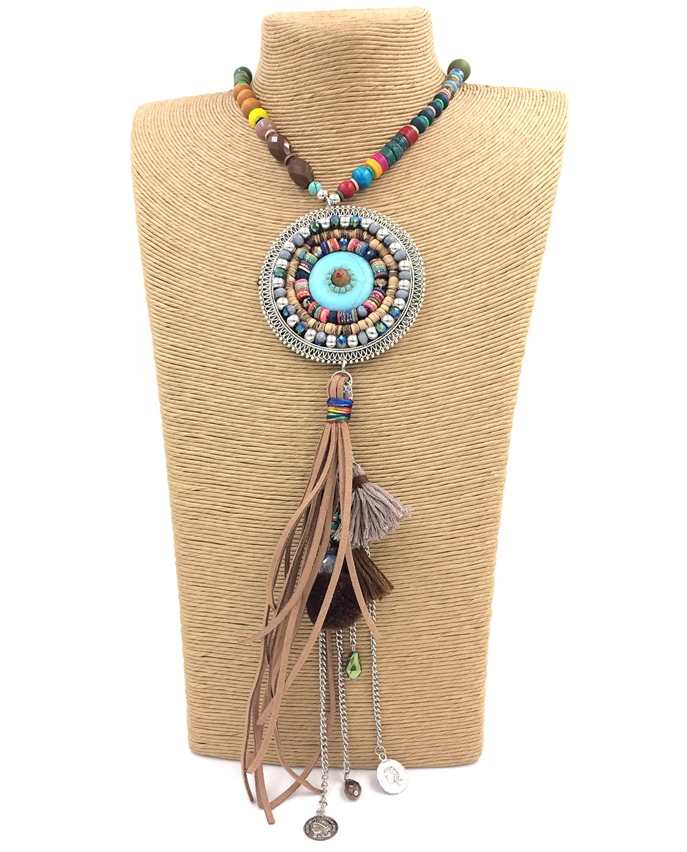 Новое богемное длинное ожерелье Boho цветные бусы цепочка кожаные ожерелья с