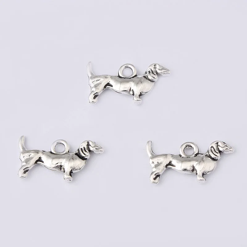 30pcs Antique Silver Animal Dog Charm Pendant For Bracelet Necklace Jewelry DIY Making Handmade 10x18mm | Украшения и аксессуары