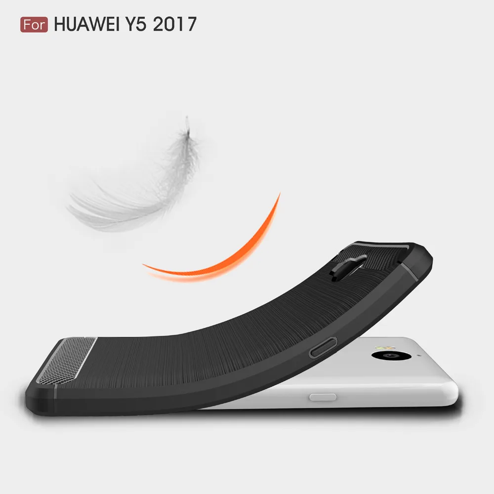 Чехол Etui для Huawei Y6 2017 силиконовый чехол Y5 Y3 из мягкого углеродного волокна с