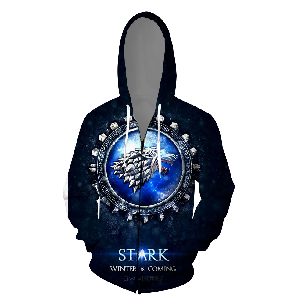 Игра престолов Мода 3d печати мужские куртки с капюшоном для мужчин/женщин