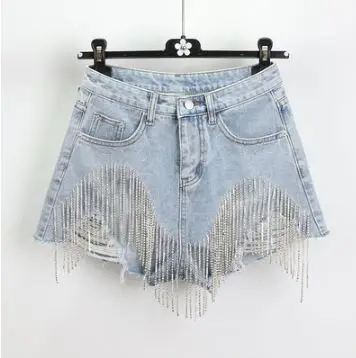 Женские уличные шикарные блестящие джинсы с бахромой ручной работы кристаллами