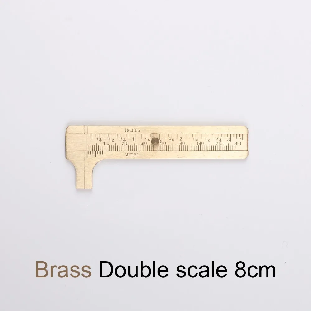 BR double 8cm Ретро латунная линейка штангенциркуль для измерения отверстий красная медь клиперы линейка Двойной масштаб офисные школьные принадлежности - Цвет: BR double 8cm