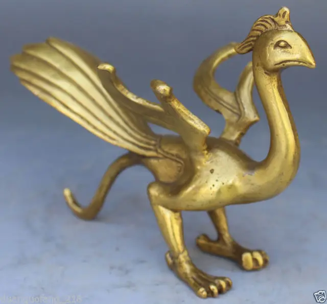 

Chinese Brass Copper Fengshui God Animal Beast phoenix Exorcise evil Statue