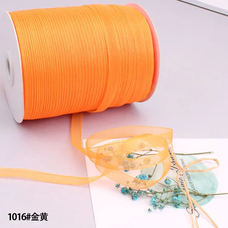 10 мм ленты из органзы(10 м/лот) DIY повязка на голову заколки бант Материал Рождество Хэллоуин упаковка для свадебного подарка ленты - Цвет: Золотой