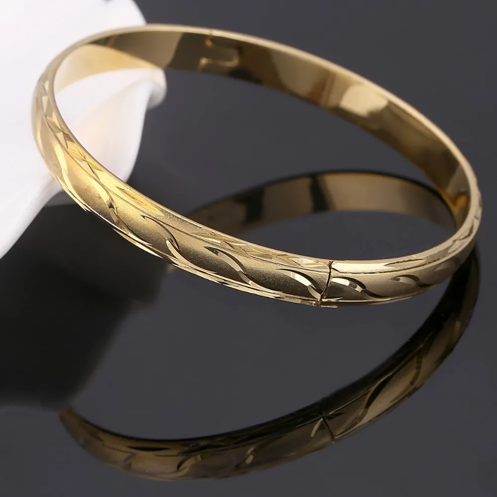 Широкий золотой браслет для женщин подарок золотое украшение цельный | Украшения