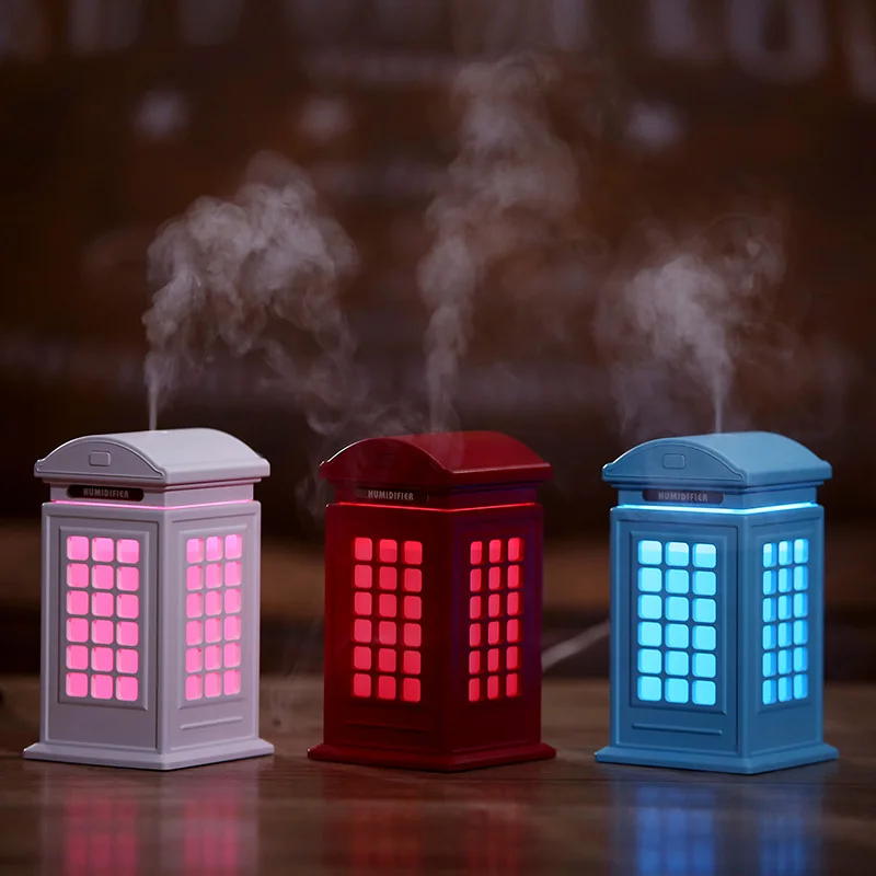 USB Telephone Booth Humidifier LED Night Light Ultrasonic Air Humidifiers Mist Maker Diffuser 300ml Mini Household Purifier | Бытовая