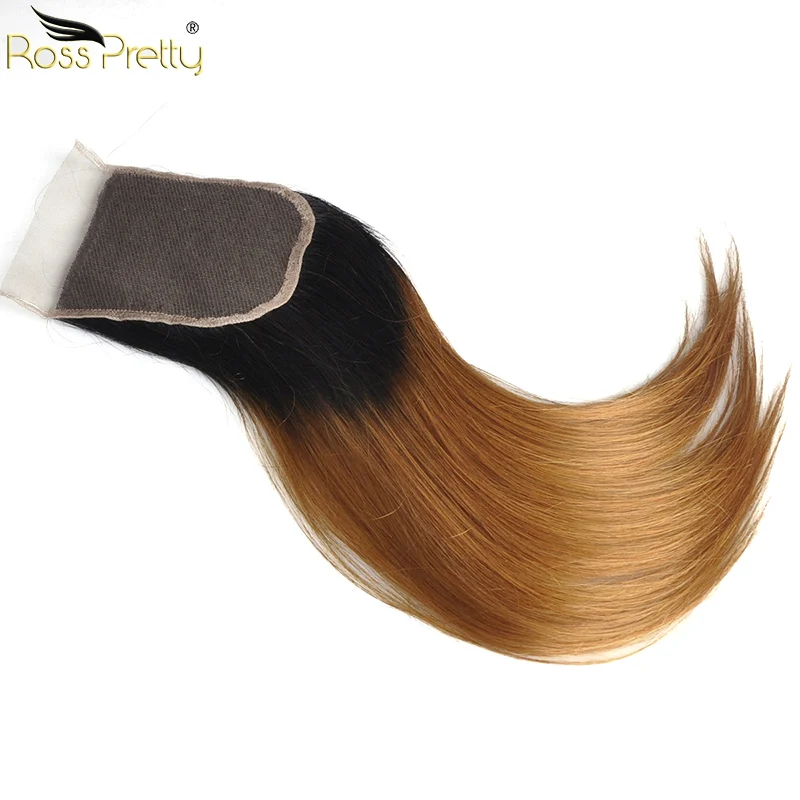 Ross милые волосы Ombre 1b 30 Remy человеческие волосы пучки с закрытием бразильские прямые волосы с кружевом цвет 1b коричневый