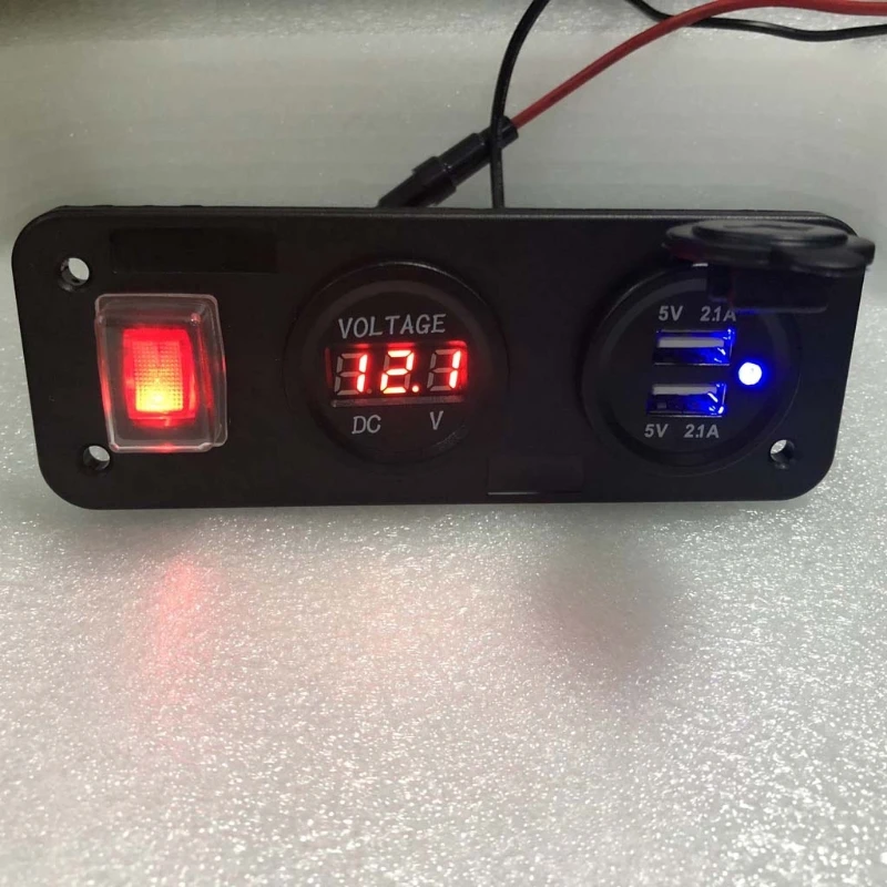 1 шт. 4.2A двойной USB зарядное устройство светодиодный вольтметр с переключателем адаптер панель для автомобиля Лодка Грузовик