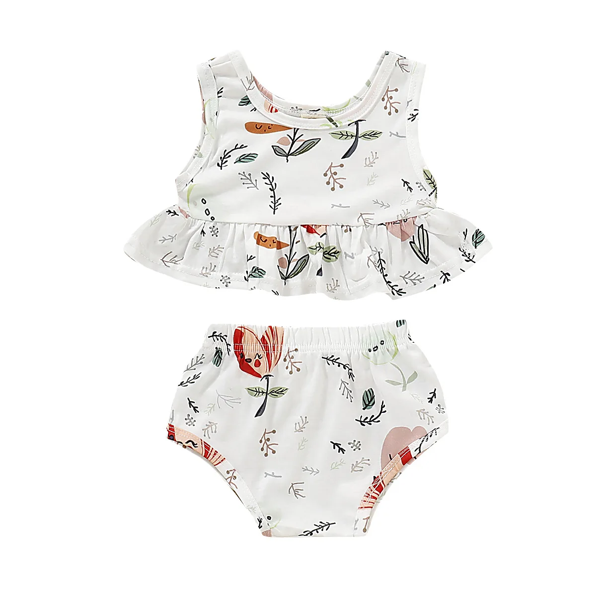 Летний Пляжный комплект одежды с цветочным принтом для маленьких девочек майка