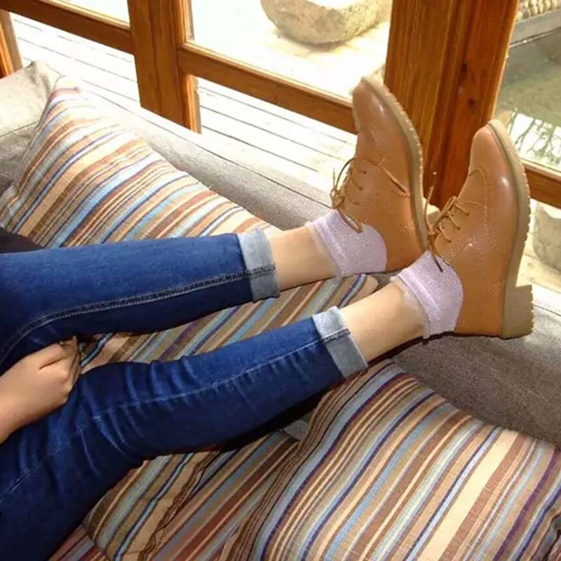 Женские кружевные носки [COSPLACOOL] забавные винтажные с блестками серебристыми