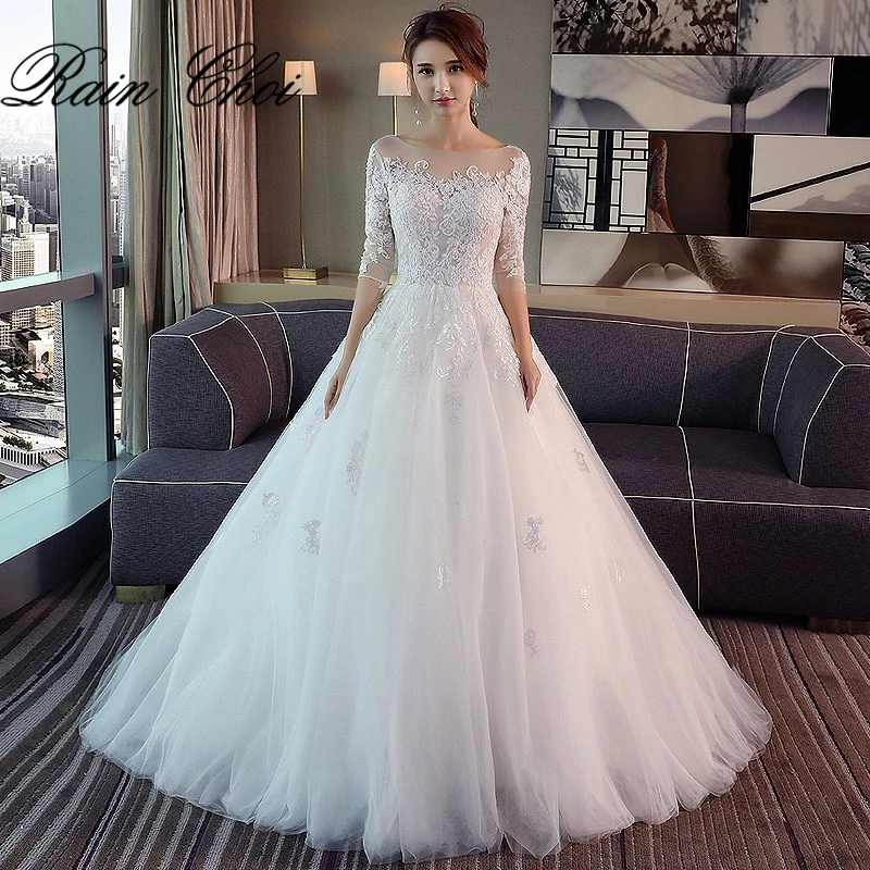

3/4 Sleeves Wedding Dresses Long 2021 A Line Bridal Gowns vestido de novia