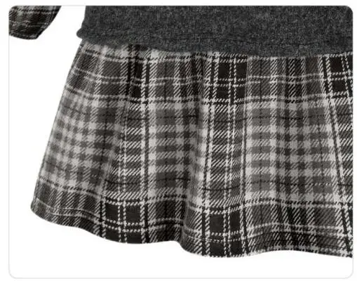 Женское платье с длинными рукавами тонкое клетчатое фальш вставкой большие