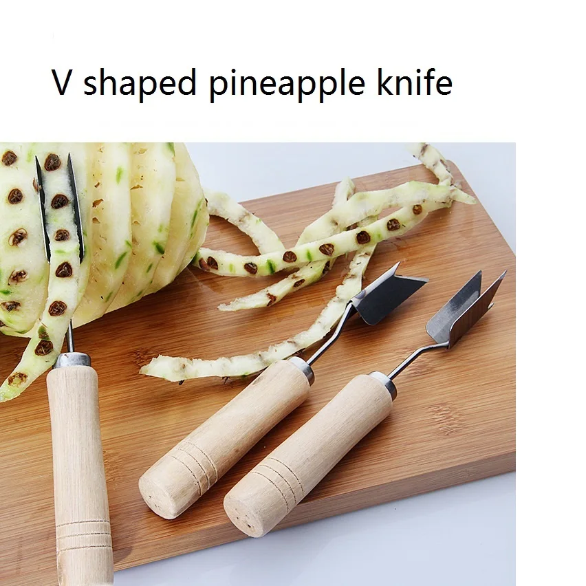 

Classical Stainless Steel Pineapple Slicers Wood handle Easy Pineapple Knife Practical Kitchen UTensils