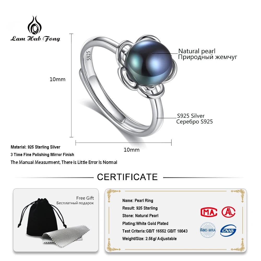 925 Sterling Silver ring with Black Pearl for women Gray Freshwater Flowers Trendy jewelry wholesale statement | Украшения и