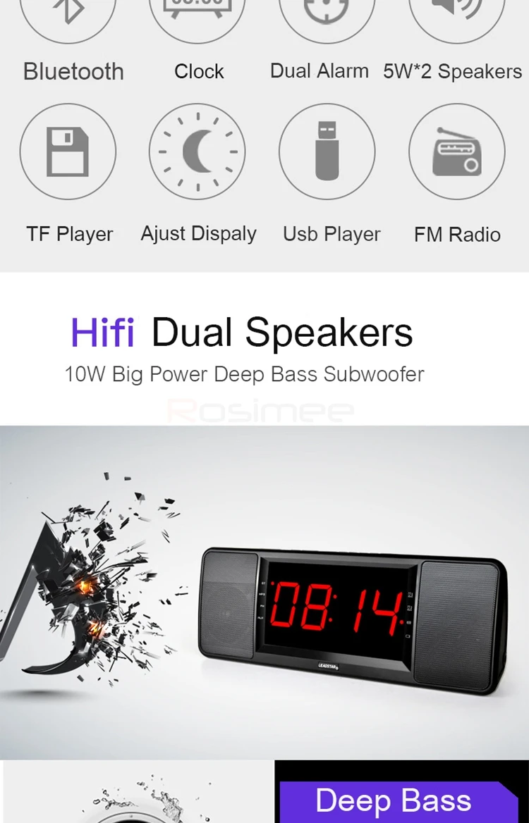 LEADSTAR дистанционного Управление Bluetooth Динамик FM радио, хенд фри, глубокий бас Беспроводной Динамик с светодиодный Дисплей микрофона TF карты USB плеер