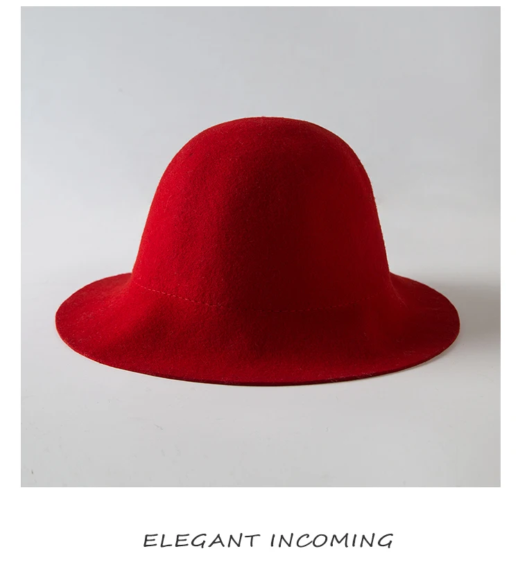 Winter Vintage Fedora Hat Women Thick Cashmere Hats polyester Felt Crushable Wide Brim Floppy Cap Retro Wool Top Hats