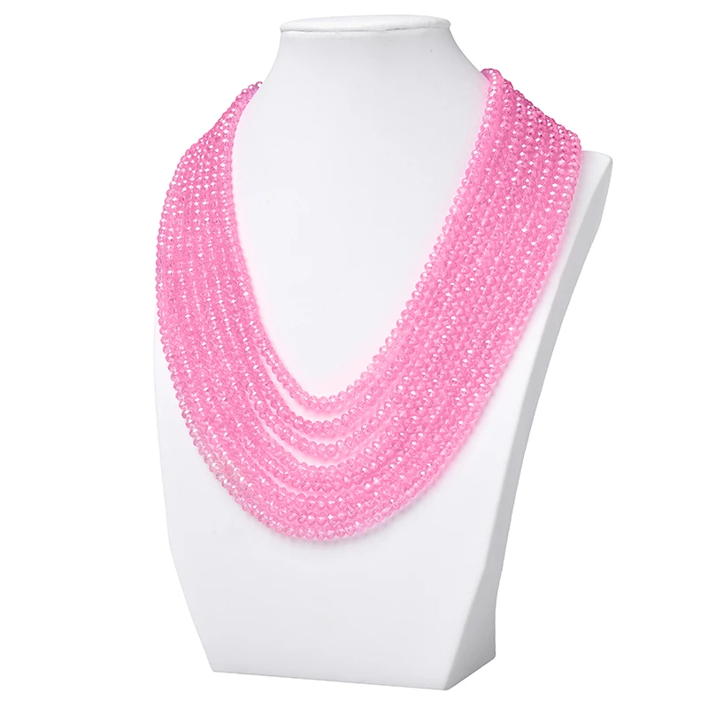 

Резка 8 рядов 4x6 мм розовый подходит для многослойного ожерелье из стеклянных бус 20 дюймов милые девушки дамы H443