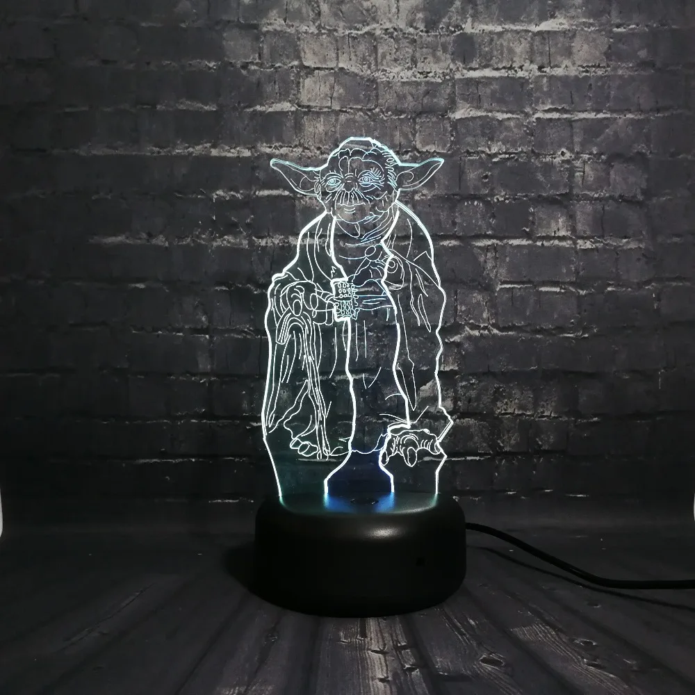 Новый креативный 3D светильник Master Yoda с рисунком из мультфильма Звездные войны