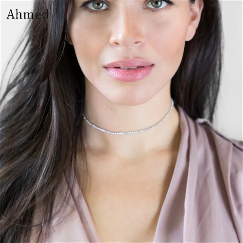 Женское Ожерелье чокер с цепочкой длинным рукавом|chokers necklaces for women|rhinestone choker