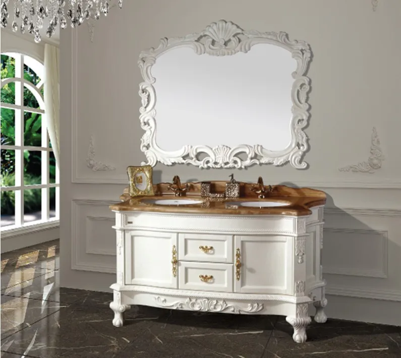 

hot sales new arrival antique bathroom cabinet with mirror and basin counter top classic bathroom vanity