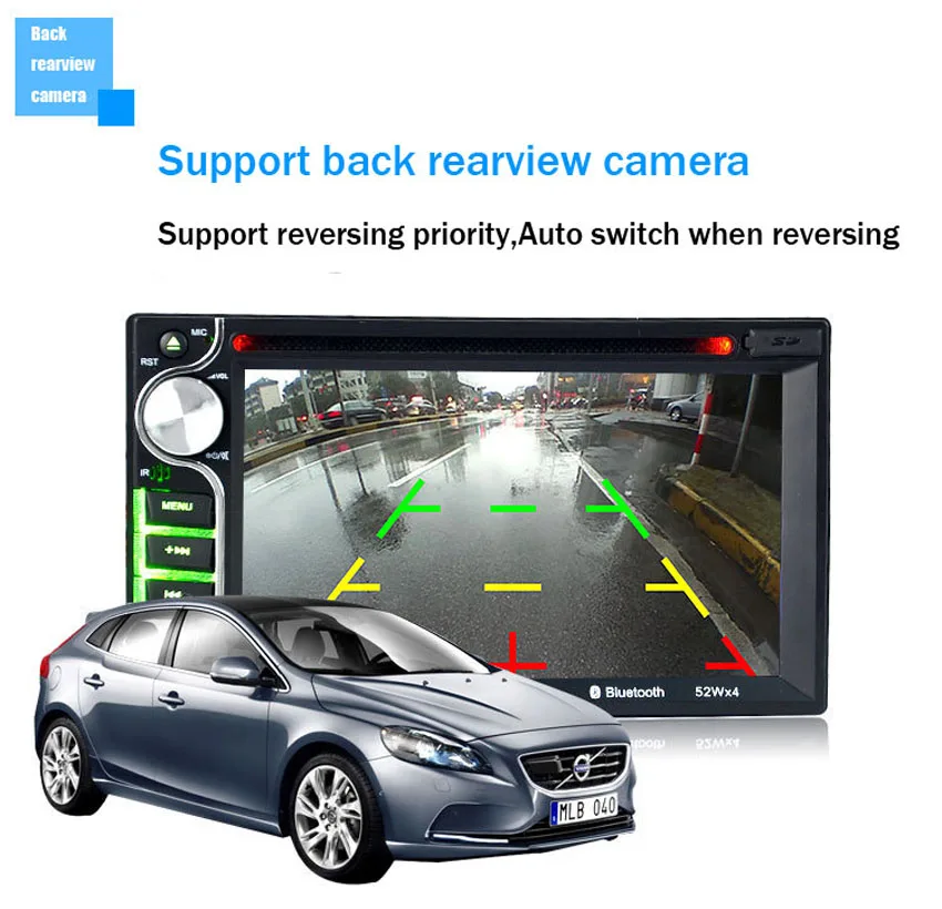 2 DIN 6 5 дюйма поддержка камеры заднего вида Bluetooth свободные руки языков видео
