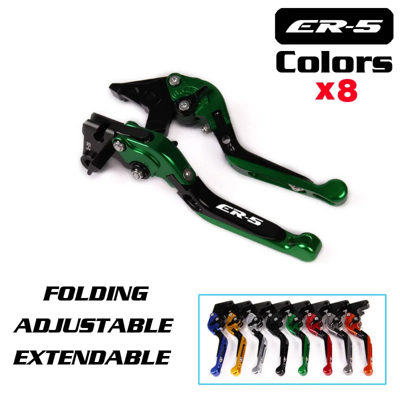 

Laser Logo For Kawasaki ER-5 ER5 2004-2005 Green&Titanium CNC Adjustable Folding Extendable Motorcycle Brake Clutch Levers