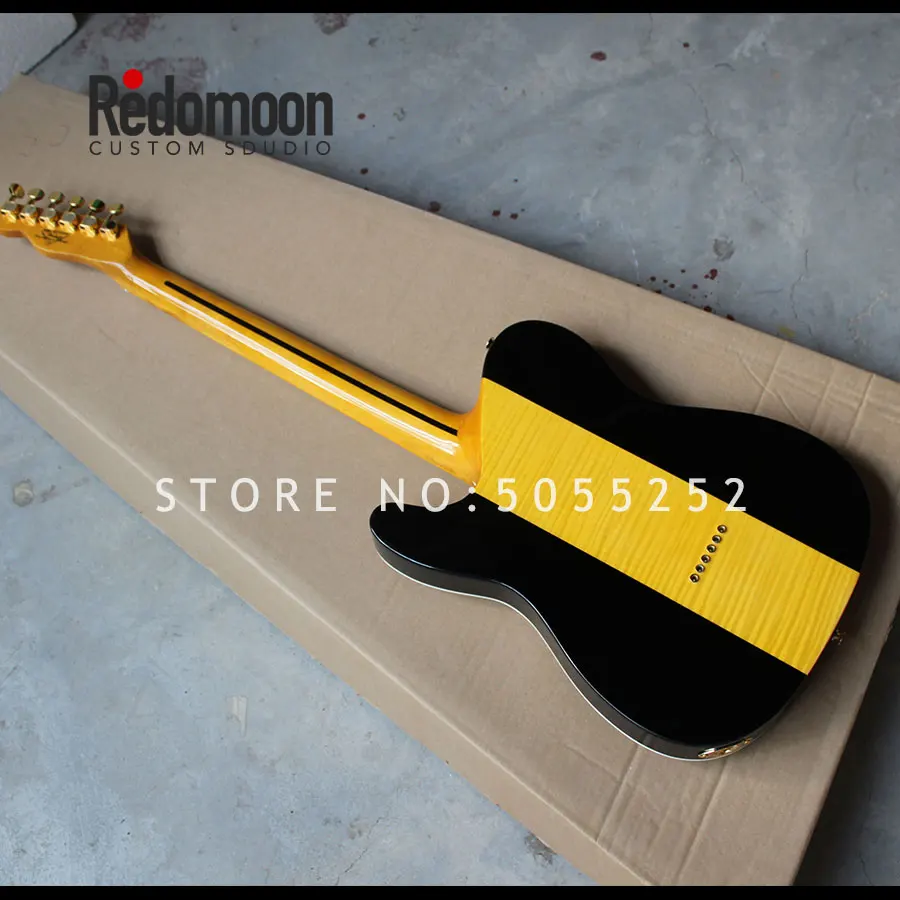 Factory custom Tele electric guitar with gold hardwares quilted maple top maple fingerboard musical instrument shop