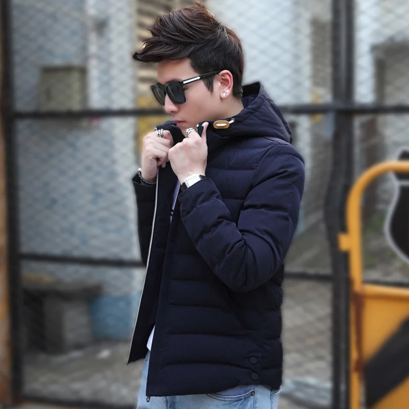 2017 Твердые капюшоном зимняя куртка мальчиков корейский стиль хлопковой