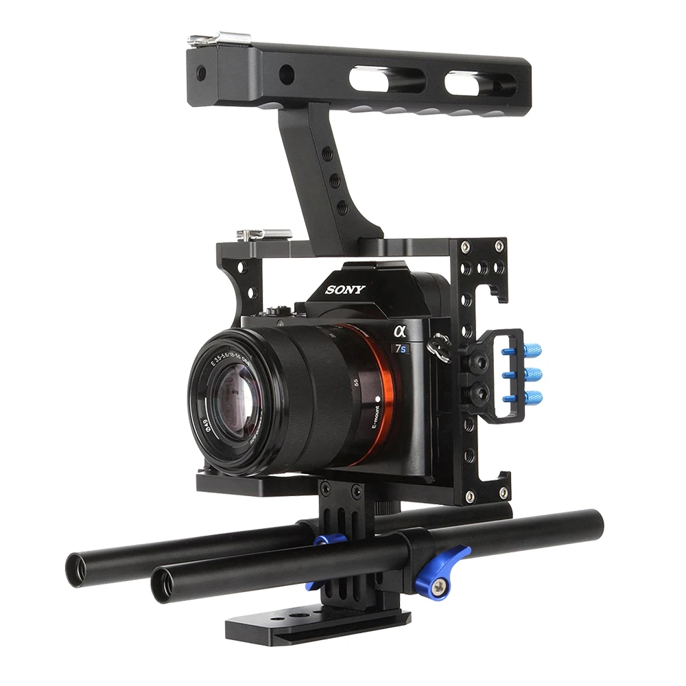 Professional Handle Grip DSLR Rig Video Camera Cage Stabilizer For Sony Alpha A7S A7 A7R A7RII A7SII for Panasonic Lumix GH4 |