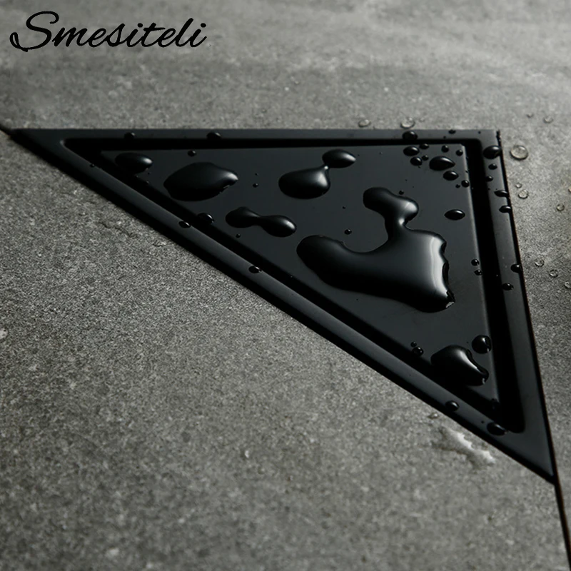 

Smesiteli Bathroom Sink Drains Hidden Type Triangle Tile Insert Floor Drain Waste Grates Stainless Steel Shower Drain 232*117mm