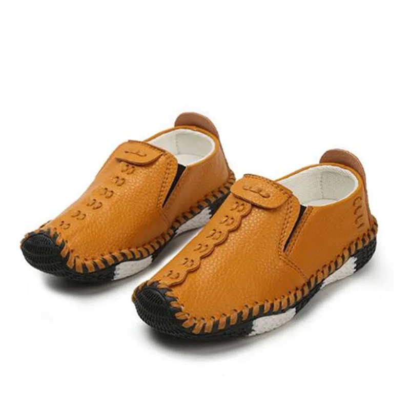 

New High Quality Children Leather Shoes Boys Casual Loafers Single Shoes Baby Toddler Flats Breathable Kids Black Shoes 02A