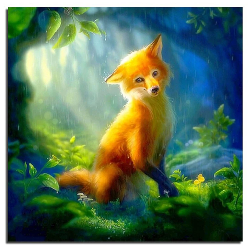 

5D DIY Diamond Painting Fox Diamond Embroidery Mosaic Full Round Rhinestone Drawing Fashion Decoration Animals Needlework Gift