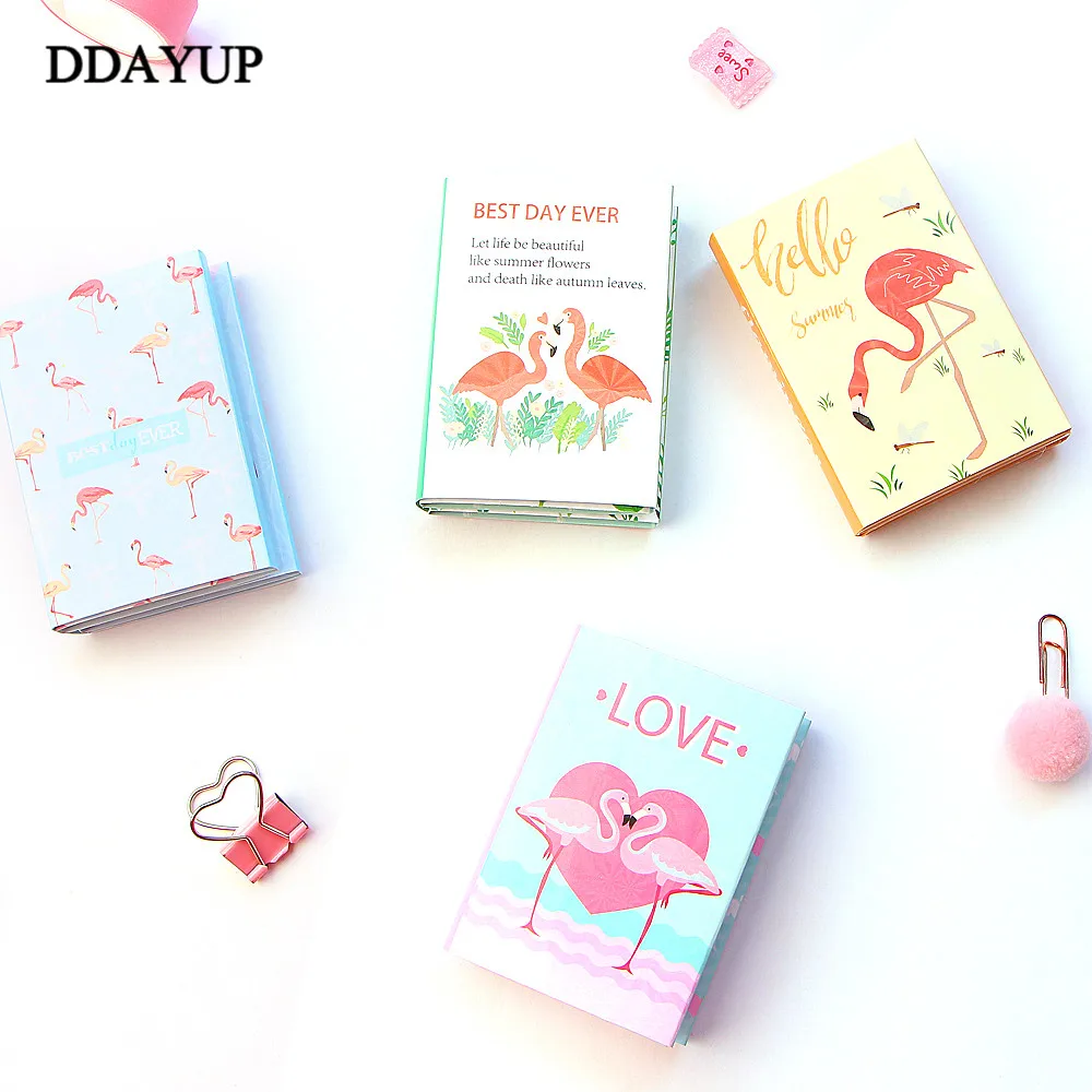 Милые Фламинго блокнот 6 складные бумажные Липкие заметки планировщик наклейки