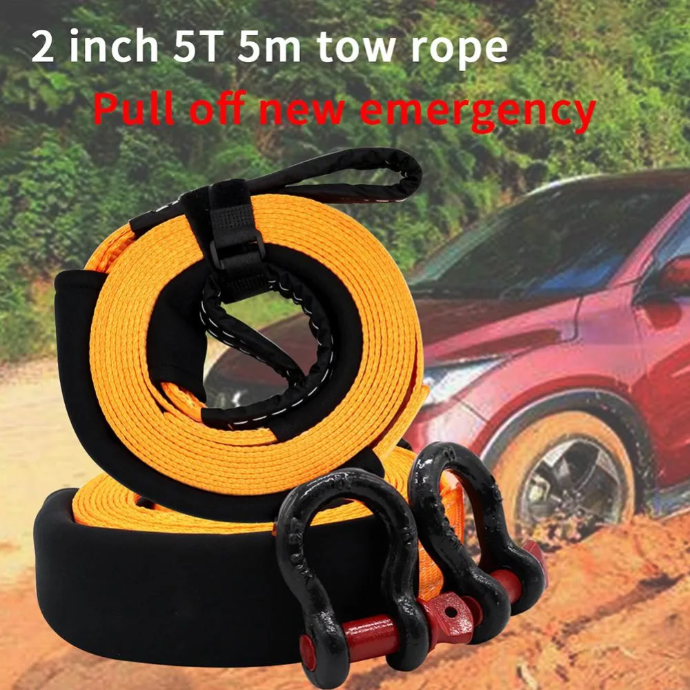 

5m 8 Tons Heavy Duty Car Tow Rope Auto Emergency Safety Towing Rope Cable Wire With 2 Tow Hooks For SUV Truck Trailer