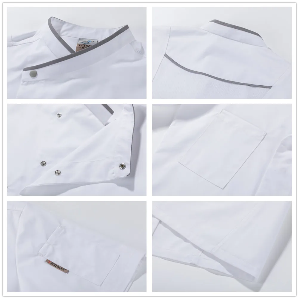 2019 Summer Chef Jacket Uniform Short Sleeve Waitress Work Kitchen Bake Dining Hotel Restaurant Shirt|Пиджак поварской| |