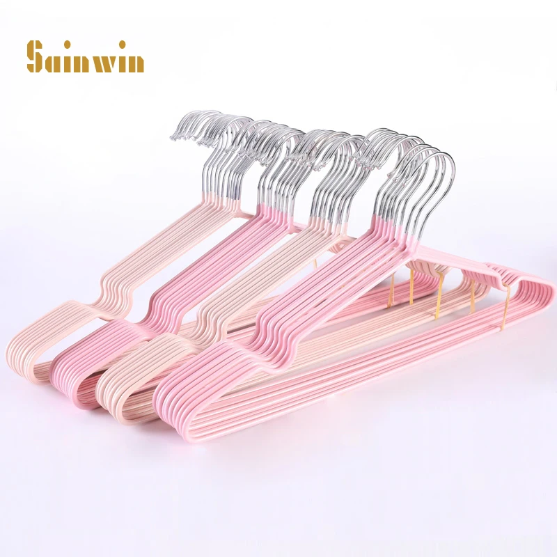 

Sainwin 10pcs/lot 40cm thick plastic hangers for clothes rack non-trace metal hanger