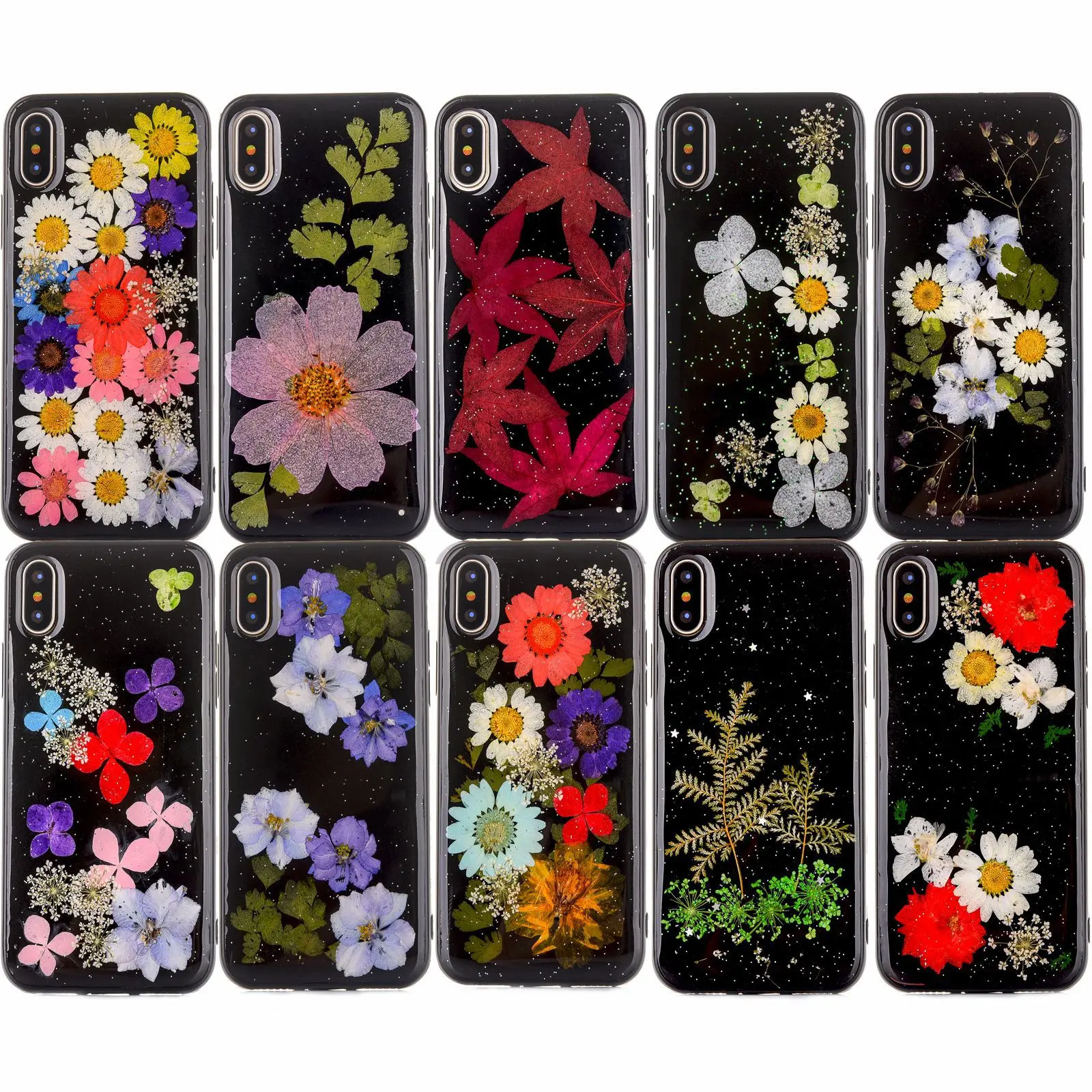 Роскошные сухие цветы чехол для iPhone X XS MAX XR 6 S 7 8 Plus прозрачный настоящий