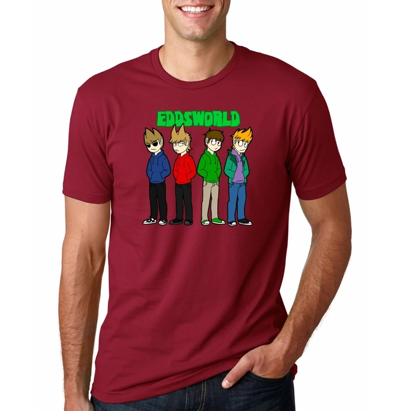 REDXQ11637 Eddsworld/ Новое поступление, летняя Стильная мужская футболка с коротким рукавом, мужские повседневные хлопковые футболки для мальчиков - Цвет: REDXQ11637