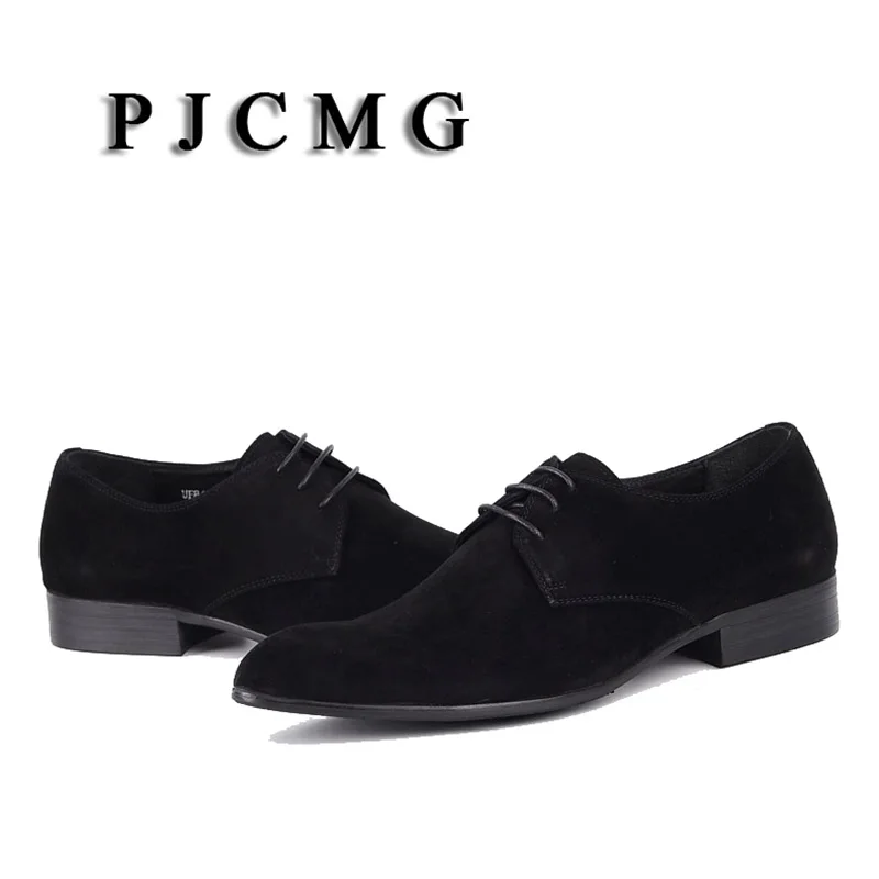 PJCMG Summer Fashion Mens Suede Black/Brown/Blue Casual Man Nubuck Leather Slip-On Leisure Men Flats Chaussure Homme Shoes | Обувь