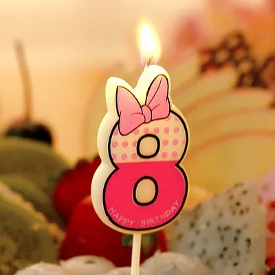 Pink 8 Горячее предложение! свечи с цифрами на день рождения, с изображением Микки и Минни, свечи, Топпер для кексов, тортов на день рождения, поставка украшений для вечеринок - Цвет: Pink 8