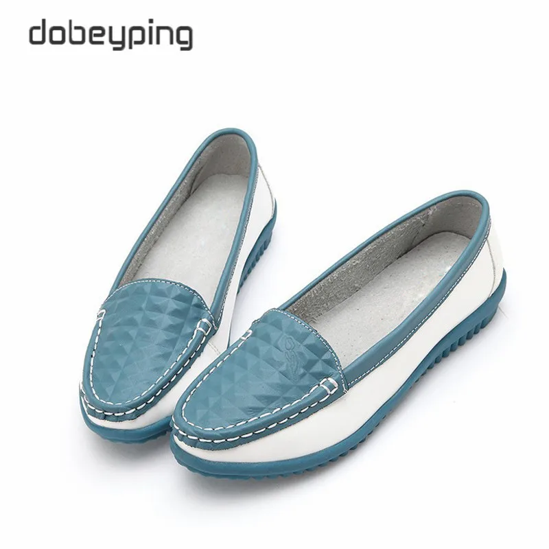 Spring New Women's Casual Shoes Cow Leather Woman Flats Shoe Moccasins Female Loafers Slip On Boat Shoes Leisure Single Footwear