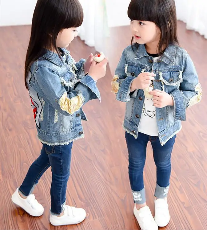 Брендовые джинсовые куртки с дырками для маленьких девочек модная детская