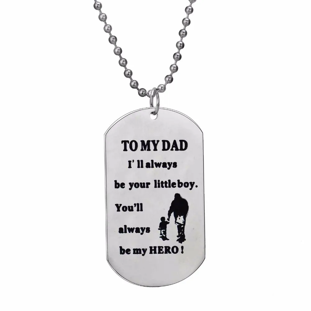 

12 шт./лот папа я всегда буду вашим маленьким мальчиком подвеска в виде собаки из нержавеющей стали брелок для отца цепочка ожерелье подарки ...