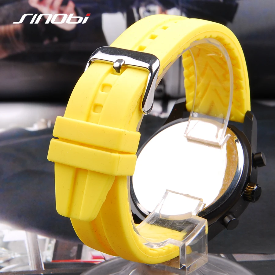 Sinobi 2015 новый открытый спорт кожаные мужские часы водонепроницаемый кварцевые