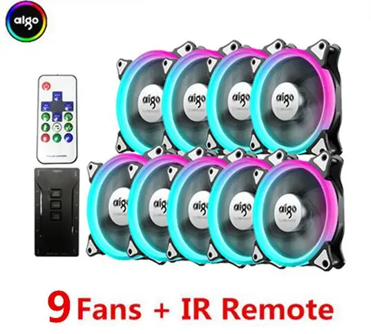 9 fanARcontroller. AIGO C3 C5 RGB Вентилятор Кулер 120 мм вентилятор 12 В для компьютерного корпуса ИК пульт дистанционного управления многоцветные вентиляторы кулера - Цвет лезвия: 9 fanARcontroller.