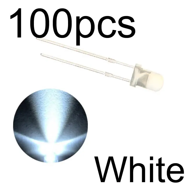 white 100pcs MCIGICM 100 шт. 5 мм светодиодный диодный светильник Набор DIY светодиодный s Набор белый желтый красный зеленый синий электронный diy Набор Горячая Распродажа - Цвет: white 100pcs