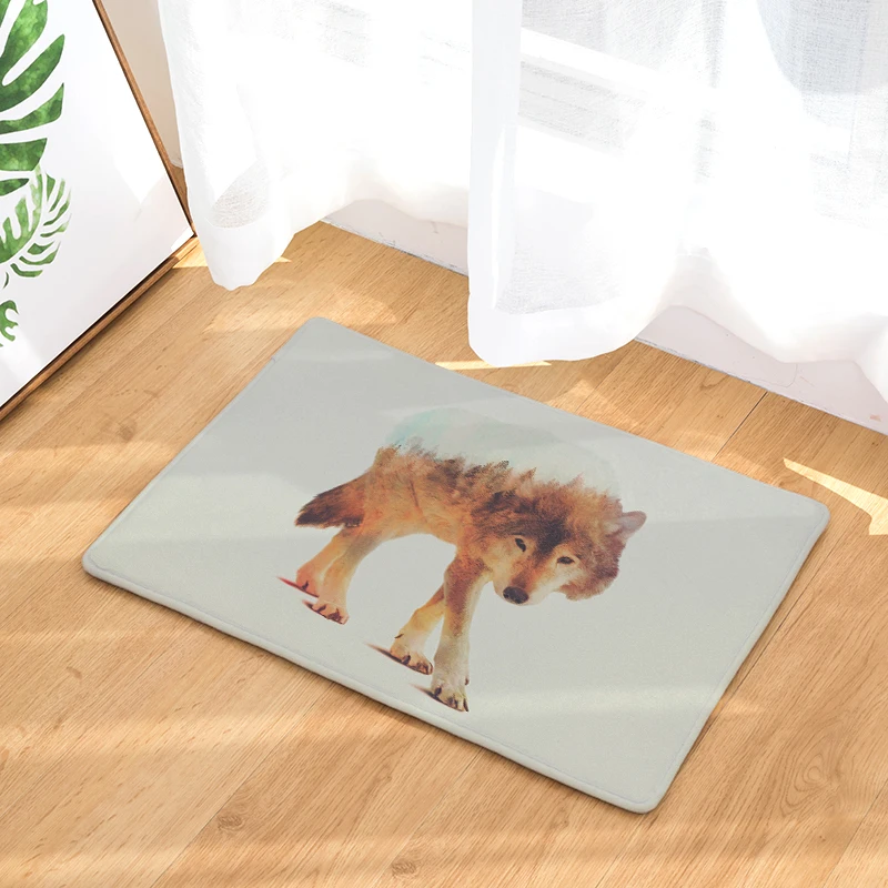 7 видов противоскользящие напольные коврики с изображением животных волков леса