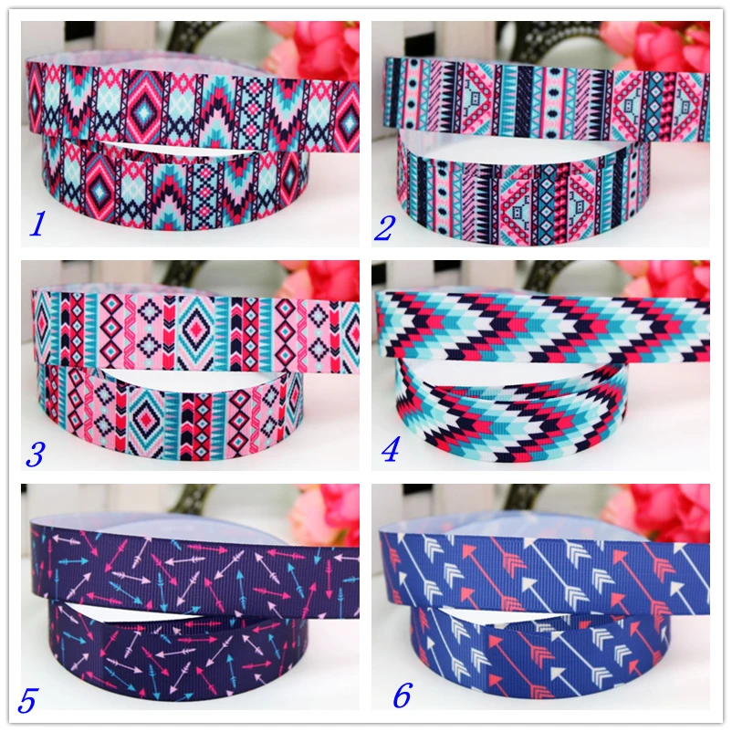 

7/8'' Free shipping tribal arrow printed grosgrain ribbon hairbow headwear party decoration diy wholesale 22mm D498