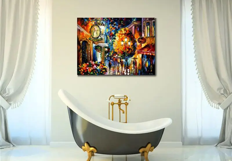 Beste Mooie Landschap Schilderijen Cafe In De Oude Stad Paletmes Art Op Canvas Muur Foto Voor Woonkamer